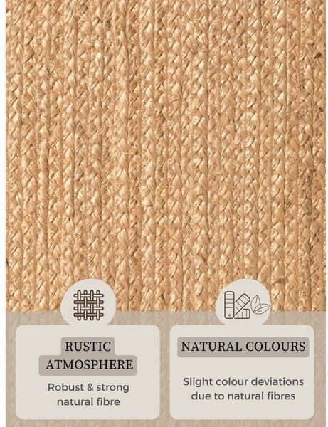 Covor în culoare naturală reversibil/țesut manual din iută 160x230 cm Braided – Hanse Home