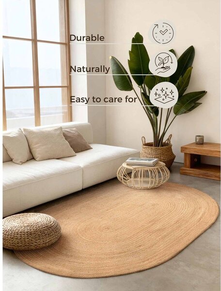 Covor în culoare naturală reversibil/țesut manual din iută 160x230 cm Braided – Hanse Home