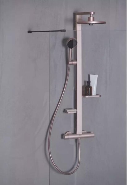 Coloană de duș Ideal Standard Ceratherm Alu+, cu baterie termostatată, rose satinat