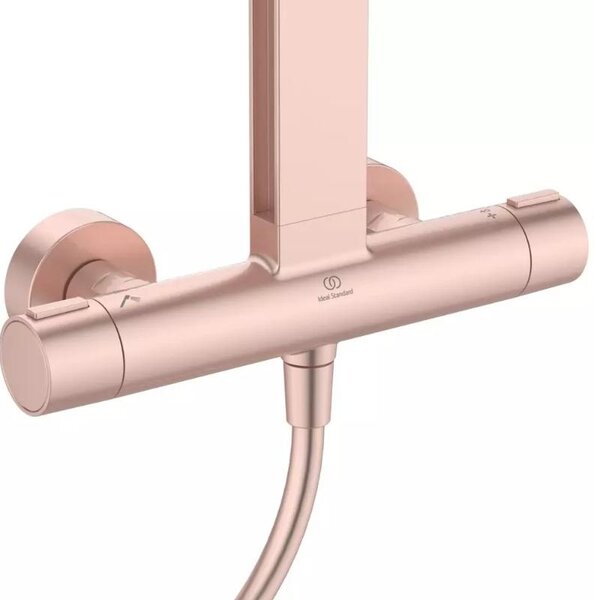 Coloană de duș Ideal Standard Ceratherm Alu+, cu baterie termostatată, rose satinat