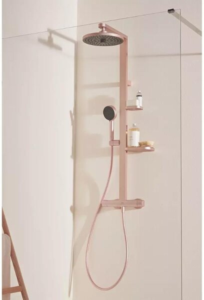 Coloană de duș Ideal Standard Ceratherm Alu+, cu baterie termostatată, rose satinat