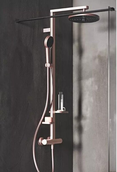 Coloană de duș Ideal Standard Ceratherm Alu+, cu baterie termostatată, rose satinat
