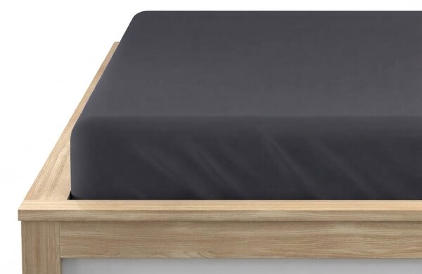 Cearsaf Jersey EXCLUSIVE cu elastic 90x200 cm gri inchis