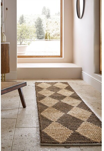 Covor tip traversă maro/în culoare naturală țesut manual din amestec de iută 80x230 cm Effie Diamond – Flair Rugs