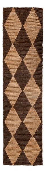 Covor tip traversă maro/în culoare naturală țesut manual din amestec de iută 80x230 cm Effie Diamond – Flair Rugs