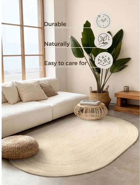 Covor în culoare naturală deschisă reversibil/țesut manual din iută 160x230 cm Braided – Hanse Home