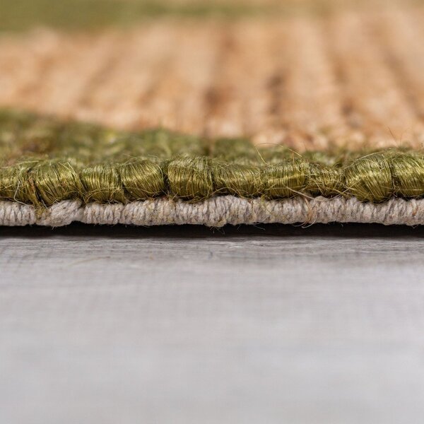Covor tip traversă verde/în culoare naturală țesut manual din amestec de iută 80x230 cm Effie Diamond – Flair Rugs