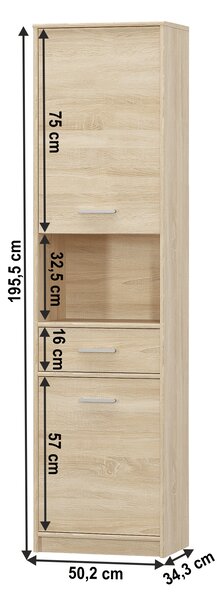 KONDELA Dulap 2D1S, stejar sonoma, TEYO