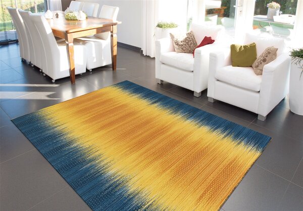 Covor Modern Sunset 8070,Galben Bleu, Inaltime fir 6 mm