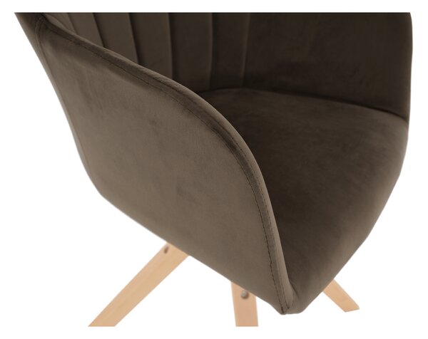 KONDELA Fotoliu rotativ, textil Velvet, taupe gri-maro/fag, DALIO