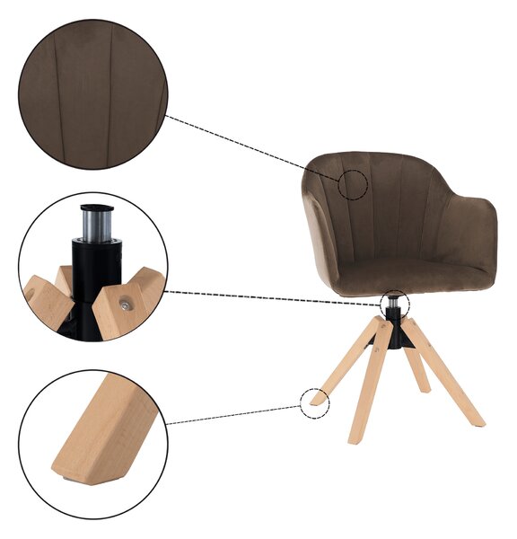 KONDELA Fotoliu rotativ, textil Velvet, taupe gri-maro/fag, DALIO