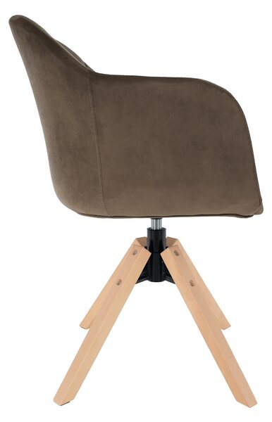 KONDELA Fotoliu rotativ, textil Velvet, taupe gri-maro/fag, DALIO