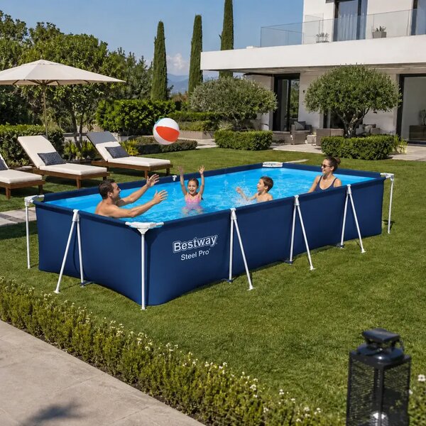Piscina Dreptunghiulara Cu Cadru Metalic, Dimensiune 400 x 211 x 81 cm, Cu Pompa De Filtrare