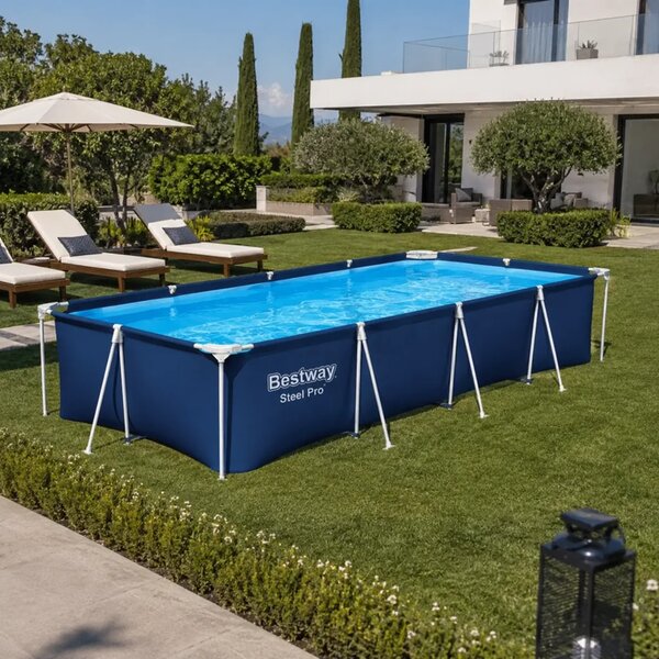 Piscina Dreptunghiulara Cu Cadru Metalic, Dimensiune 400 x 211 x 81 cm, Cu Pompa De Filtrare