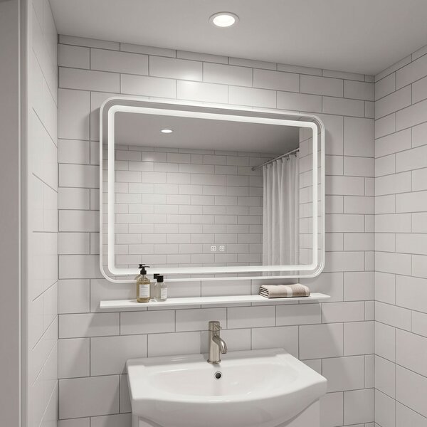 Oglindă de perete LED cu raft 80x60 cm L-8060