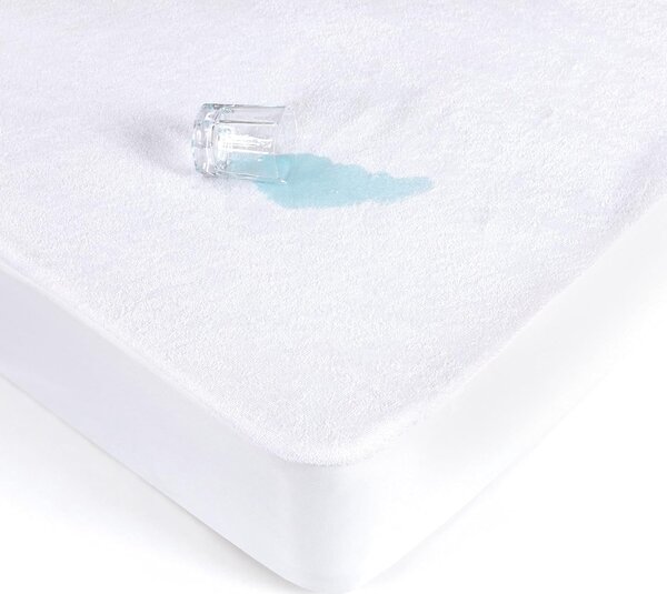 Husa impermeabila din tricot, bumbac 100%, patut bebe, 60x120cm, alba