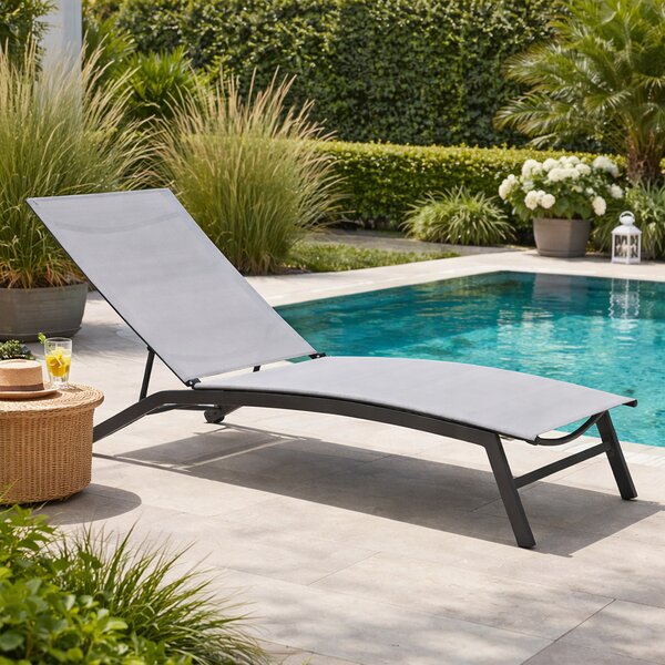 Sezlong De Gradina, Dimensiune 195x63x90cm, Culoare Gri