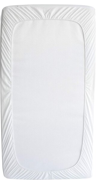 Husa impermeabila din frotir, bumbac 100%, patut bebe, 60x120cm, alba