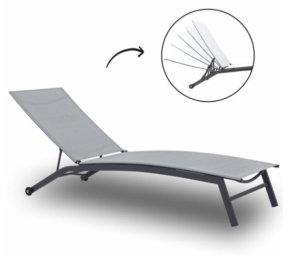 Sezlong De Gradina, Dimensiune 195x63x90cm, Culoare Gri