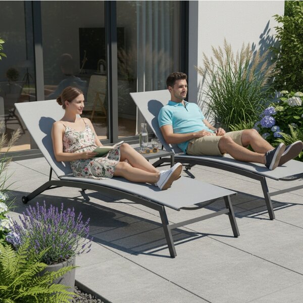 Sezlong De Gradina, Dimensiune 195x63x90cm, Culoare Gri
