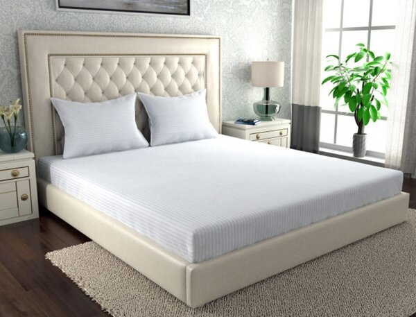 Cearsaf de pat cu elastic Colectia Modena, Bumbac 100%, dimensiunea 140x200+20cm, alb