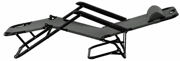 Sezlong De Gradina Pliabil Cu Tetiera , 153x60x88cm, Gri