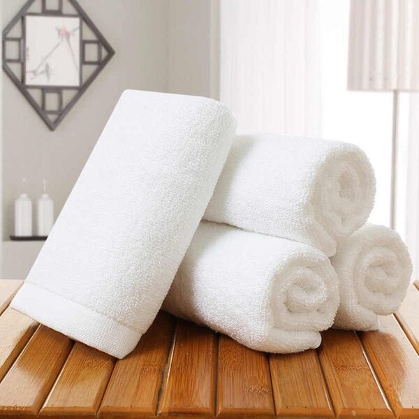 Set 6 Prosoape albe hoteliere simple, Bumbac 100%, dimensiunea 30x50cm, 450gr/mp