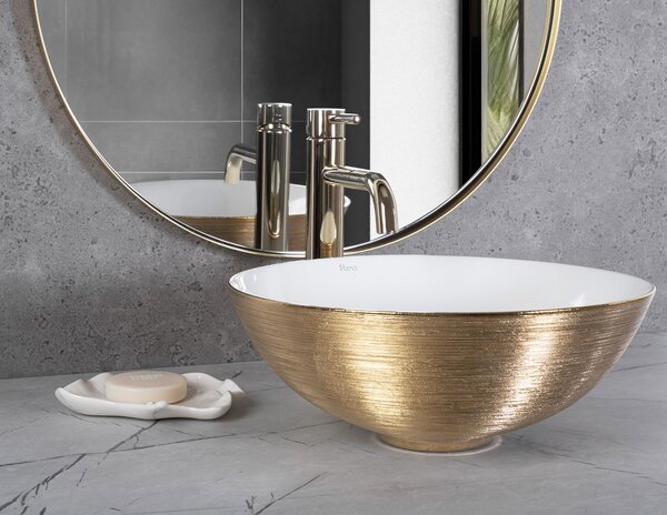 Lavoarul REA STELLA Gold Brush / White