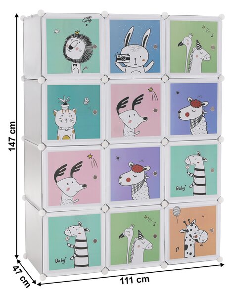 KONDELA Dulap modular pentru copii, gri / model pentru copii, HAKON