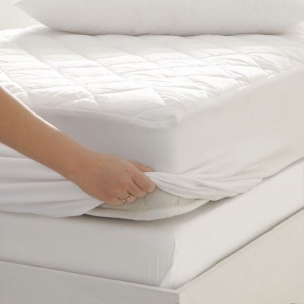 Protectie saltea impermeabila, matlasata ultrasonic, dimensiunea 90x200 cm cu bordura laterala 30 cm, alba