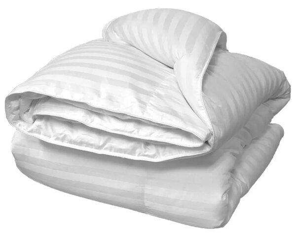 Pilota de iarna cu umplutura de lana, invelis damasc bumbac 100%, dimensiunea 180x210 cm, alba