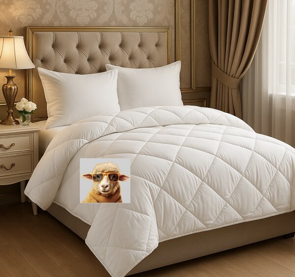 Pilotă invelis 100% bumbac Ranforce si umplutura din Lana, dimensiunea 200x215 cm, alba