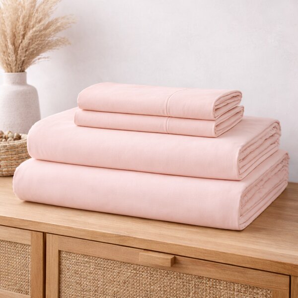 Lenjerie pat King-Size, Bumbac 100% tesatura Ranforce, roz pudrat