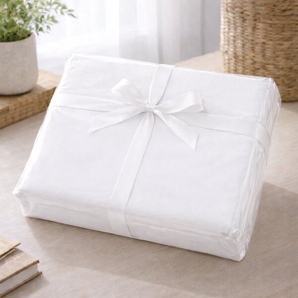 Lenjerie pat King-Size, Bumbac 100% tesatura Ranforce, alba