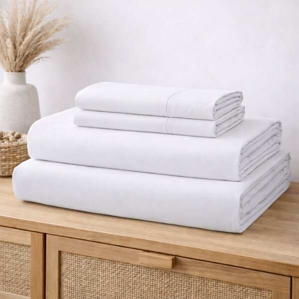 Lenjerie pat King-Size, Bumbac 100% tesatura Ranforce, alba