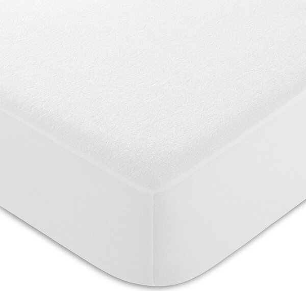 Husa saltea impermeabila 100% Frotir, acoperire integrala, alba, dimensiunea 180x200 cm+30 cm