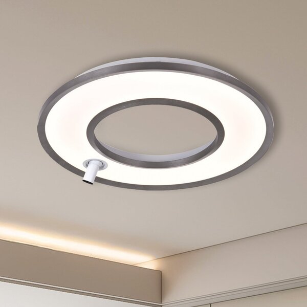 Viokef Plafonieră LED Valeria, gri periat, Ø 60 cm, metal, Gri, Camera de zi / sufragerie, Aluminiu, Modern