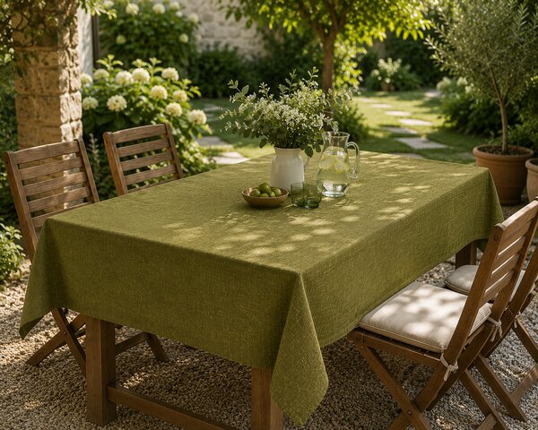 Față de masă pentru terasă și grădină Grace Olive, protecție UV, 140x180 cm