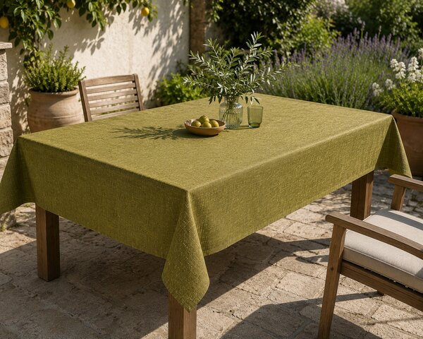 Față de masă pentru terasă și grădină Grace Olive, protecție UV, 140x140 cm