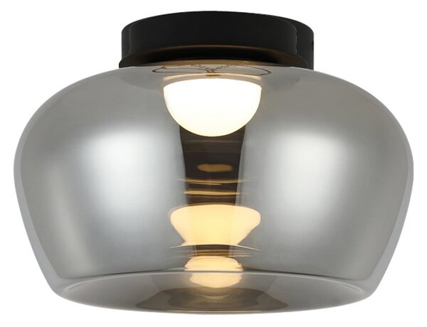 Viokef Plafonieră LED Nadia, Ø 38 cm, gri fumuriu, sticlă, Gri, Camera de zi / sufragerie, Sticlă