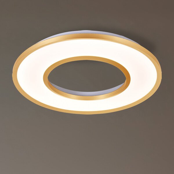 Viokef Plafonieră LED Valeria, finisaj auriu periat, Ø 60 cm, metal, Auriu / Alamă, Camera de zi / sufragerie, Aluminiu, Modern