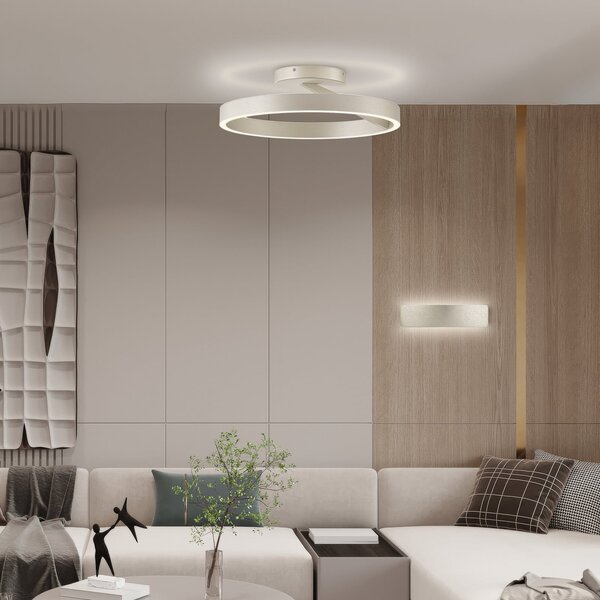 Viokef Plafonieră LED Saturn, Ø 50 cm, culoare crem-argintiu, metal, reglabil, Bej, Camera de zi / sufragerie, Metal, Modern