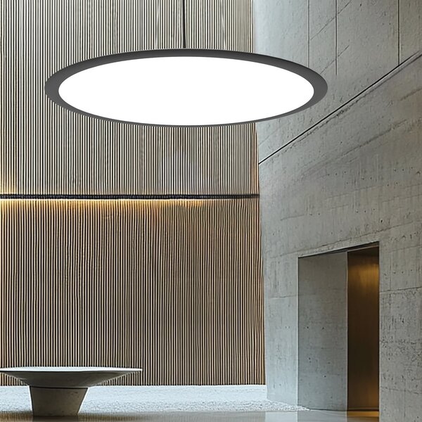 Viokef Lampă suspendată LED Grande, negru, Ø 60 cm, metal, CCT, reglabil, Negru, Camera de zi / sufragerie, Aluminiu, Modern