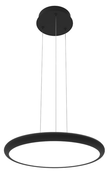 Viokef Lampă suspendată LED Benett, negru, Ø 50 cm, metal/acril, reglabil, Negru, Camera de zi / sufragerie, Aluminiu, Modern
