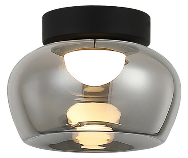 Viokef Plafonieră LED Nadia, Ø 38 cm, gri fumuriu, sticlă, Gri, Camera de zi / sufragerie, Sticlă