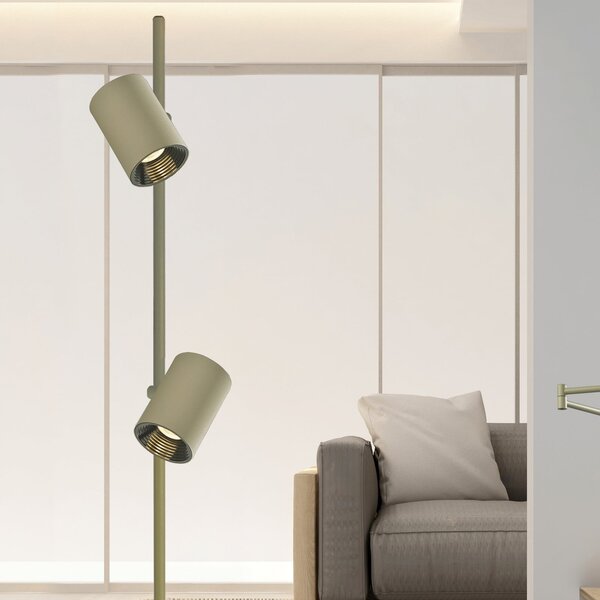 Viokef Lampadar LED Melina, verde măslin, înălțime 162 cm, metal, dimabil, reglabil, Verde, Camera de zi / sufragerie, Aluminiu, Modern