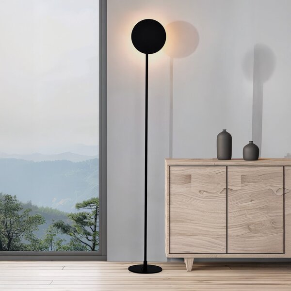 Viokef Lampadar LED Isabel, negru, înălțime 168 cm, metal, Negru, Camera de zi / sufragerie, Aluminiu, Modern