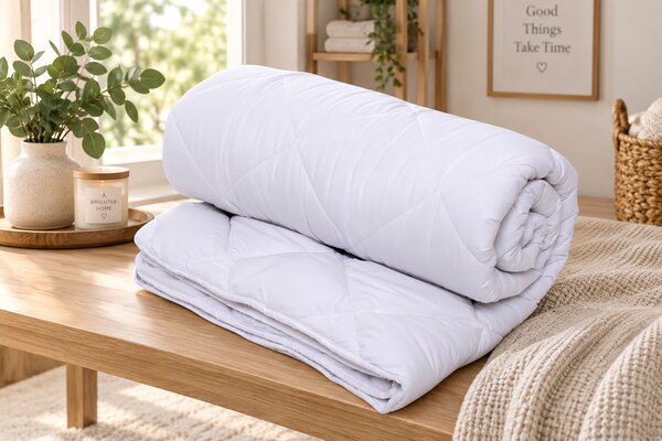Pilota matlasata 4 Anotimpuri, colectia Cotton Home & Hotel, dimensiunea 140 x 200 cm, 250gr x 2 buc, alba