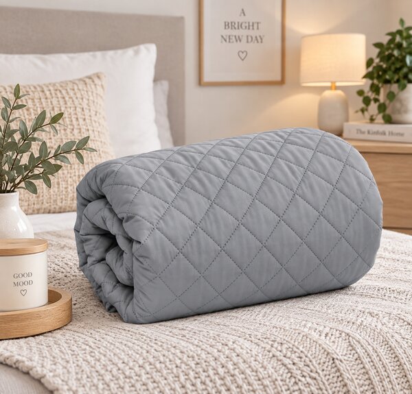 Cuvertură Matlasată Elite Home, Uni, 100% Microfibră, 150x210 cm, culoare gri