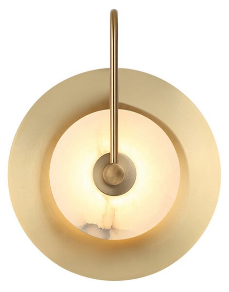 Viokef Aplică de perete LED Samira, alamă, Ø 25 cm, piatră artificială/metal, Auriu / Alamă, Camera de zi / sufragerie, Metal